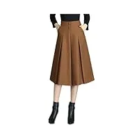 dvbfufv jupe plissée taille haute boutonnée pour femme avec poches pour femmes jupe mi-longue, marron, 36