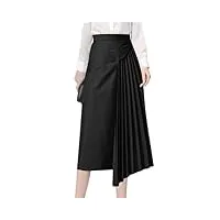 jupe plissée taille haute pour femme - printemps été bureau - jupe droite mi-longue, noir , 36