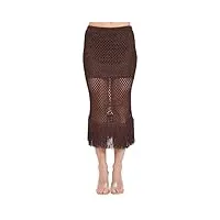 simona corsellini jupe femme marron avec frange, marron, 44