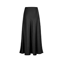 genfien jupe femme en satin maxi jupe taille elastique à taille haute midi jupe avec fermeture éclair Élégante jupe casual