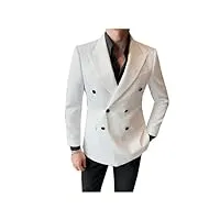 veste de costume formelle À double boutonnage pour hommes couleur unie coupe cintrée manteaux de marié de mariage veste blazer de printemps white m