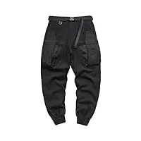 dvbfufv pantalon cargo tactique pour homme, pantalon de jogging hip-hop, taille élastique, noir , 36-41