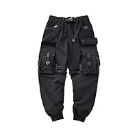 dvbfufv pantalon cargo tactique épais pour homme - plusieurs poches - pantalon de rue hip hop, noir fin., 24-28