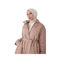 armİne manteau doudoune ceinturé à la taille mode hijab moderne et élégante | beige - 44