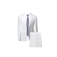 m-6xl (veste + gilet + pantalon) bmens business formel costume 3 pièces et 2 pièces ensemble de marié robe de mariée costume pour homme, blanc 2 pièces., xl