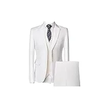 blazers ensemble gilet et pantalon pour marié robe de mariée costumes hommes casual business ensemble 3 pièces costume veste manteau pantalon, lot de 3 pièces blanc, xl