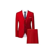 m-6xl (veste + gilet + pantalon) bmens business formel costume 3 pièces et 2 pièces ensemble de marié robe de mariée costume pour homme, rouge 3 pièces., s
