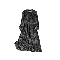 robe de soirée en velours avec col rond et manches bouffantes en velours et imprimé floral, gris 9 en8, s