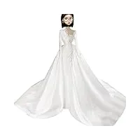 bonool robes de mariée en satin de haute qualité, dubaï, luxe, avec perles, manches longues, robes de mariée africaines, 2023