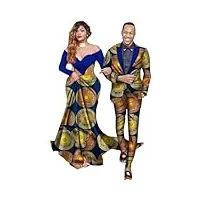 vêtements africains de saint-valentin à manches longues pour femmes maxi robes et costumes veste pour homme, 24fs1403, l