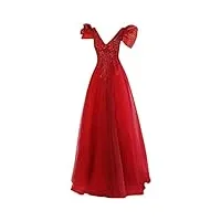 ronglong robe de mariée de manche bouffée de femmes bouffées, rouge, xxl