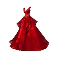 ronglong robes de mariée à manches courtes à manches courtes ve femme rouge, rouge, l