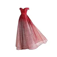 ronglong paillettes pour femmes red gradient sleeves robe de mariée de mariée, rouge, s