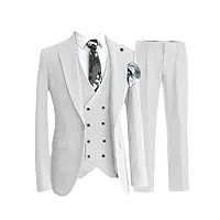 costumes pour hommes robe de mariée 3 pièces ensemble pour homme blazers blazers veste manteau pantalon gilet blazers pantalon gilet, lot de 3 pièces blanc, s