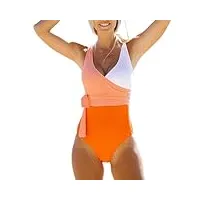 amaxrcsy ensemble de bikini pour femme avec bretelles dos nu et bretelles - maillot de bain une pièce siamois (couleur : orange, taille : taille moyenne) (orange s)