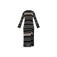 robe longue en tricot avec fente vskd05045 femme viscose noir, noir , l