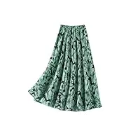 bciopll jupe trapèze en soie taille haute avec imprimé rétro pour femme taille unique : longueur : 80 cm, ourlet : 350 cm, en8, taille unique