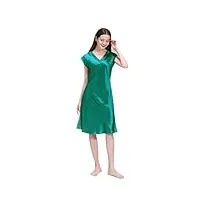 ljqzfwxx ensemble pyjama en soie pour femme, col en v, bretelles, chemise de nuit douce, pyjama deux pièces, ensemble de service à domicile (vert x) (vert s)