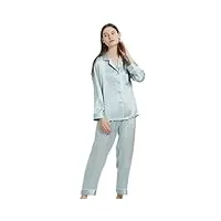 ljqzfwxx ensemble de pyjama pour femme en soie avec col en v et bretelles, chemise de nuit douce, pyjama deux pièces, ensemble de service à domicile (bleu vert) (vert x)