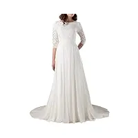sevenyxx robes de mariée robes de mariée a - word Élégant vintage robe de mariée mode à manches longues registre civil, blanc, 46
