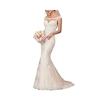sevenyxx robe de mariée vintage robe de mariée longue sirène femmes civil civil wedding dress, ivoire, 36