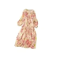 robe d'été élégante en soie pour femme avec col en v et imprimé floral, pnnrk, l