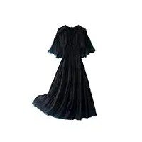 robe en soie pour femme - style bohème - pour vacances et plage - robe midi élégante, noir , xl