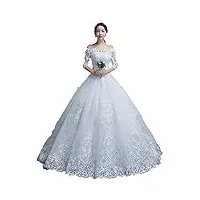 sevenyxx fleurs dentelle applique robe de bal robe de mariée vintage glisser au sol robe de mariée dentelle robe de mariée, blanc, 3xl