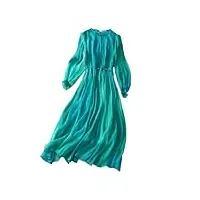 robe en soie pour femme - chic - Élégante - printemps - Été - vêtements à manches longues, malachite en8, taille xs