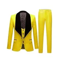 costume classique pour homme - coupe ajustée - costume de soirée châle à revers - smoking - jaune - 3 pièces, 3 pièces., taille m