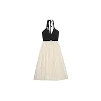ijnhytg robes femmes mode robe d'été patchwork robes sangle sans manches dame élégante (color : beige, size : l)