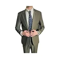 costume 3 pièces slim pour hommes d'affaires costume d'hôte de couleur unie robe formelle blazer veste pantalon gilet 2 pcs set army en8 xxl