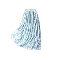 jupe en soie pour femme - taille élastique - double couche, bleu, taille unique