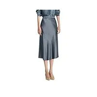 demi-jupe en satin pour femme, coupe trapèze, taille élastique, gris foncé 9., 40