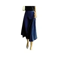 jupe en satin à taille élastique pour femme, bleu marine, 40