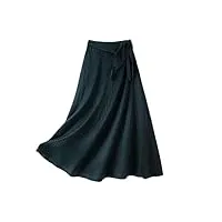 jupe mi-longue pour femme avec taille élastique et sangle zippée, noir foncé, 44