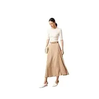 jupe ample plissée décontractée chic bureau dame solide jupe trapèze, kaki, 36
