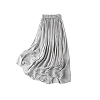 jupe élégante en soie pour femme, taille élastique, jupe décontractée unie, gris 9., taille unique