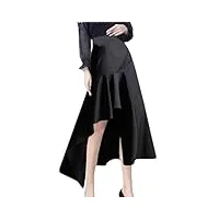 jupe longue d'été taille haute pour femme - coupe trapèze - drapée irrégulière - style décontracté - noir, noir , xxxxl