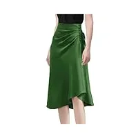 jupe en satin taille haute pour femme - couleur unie - décontractée - plis irréguliers - jupes de travail et de fête, en8, 44