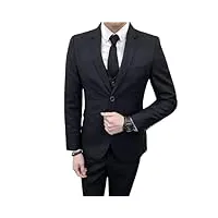 ensemble 3/2 pièces pour homme d'affaires décontracté (costume + gilet + pantalon) solide et fin pour marié, noir lot de 3, xl