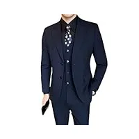hndudnff costume pour homme (costume + gilet + pantalon) pour affaires, décontracté, robe de mariée, mariage, bal de fin d'année, bleu marine, 4x-large