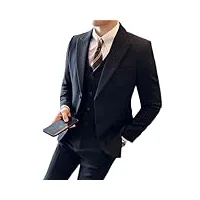 hndudnff costume pour homme (costume + gilet + pantalon) pour affaires, décontracté, robe de mariée, mariage, bal de fin d'année, noir , 7xl