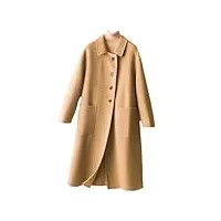 manteau long en cachemire à boutonnage simple pour femme, kaki9., s
