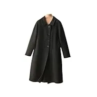 manteau long en cachemire à boutonnage simple pour femme, noir , l