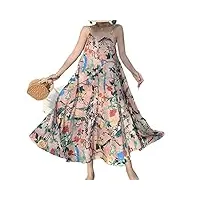svaasa dresses， robe d'été en mousseline de soie for femmes, couleur florale, écharpe, robe de plage, sexy, élégante, dos nu, vêtements for dames (color : pink, size : m)
