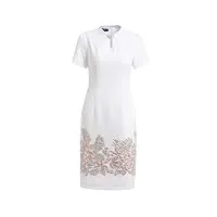 robe droite imprimée à manches courtes et col rond pour femme, blanc, xl