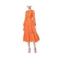 robe décontractée pour femme - robe drapée en cascade ajourée, orange, xl