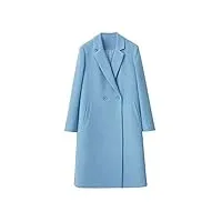 sukori manteaux pour femme manteau d'hiver en laine pour femmes élégant revers longue veste dame laine pardessus solide épais vêtements d'extérieur pour femmes (color : blue, size : xs)