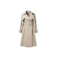sukori manteaux pour femme women high-end khaki trench coat spring autumn ladies cloak wear a belt satin fabric lined trench coat female windbreakers (color : linen light brown, size : xs)